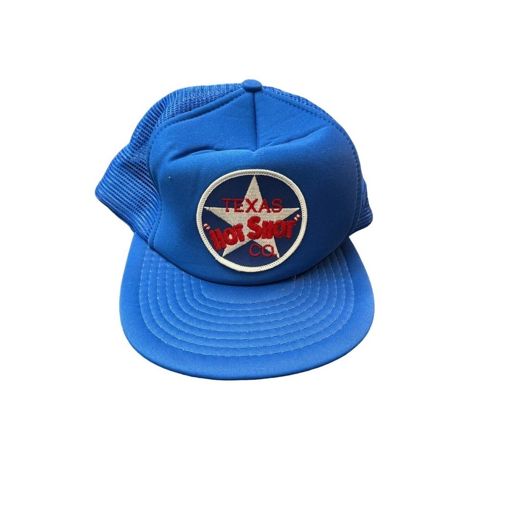 NOS Deadstock Vintage Texas Hot Shot Co. Blue Mesh Trucker Hat